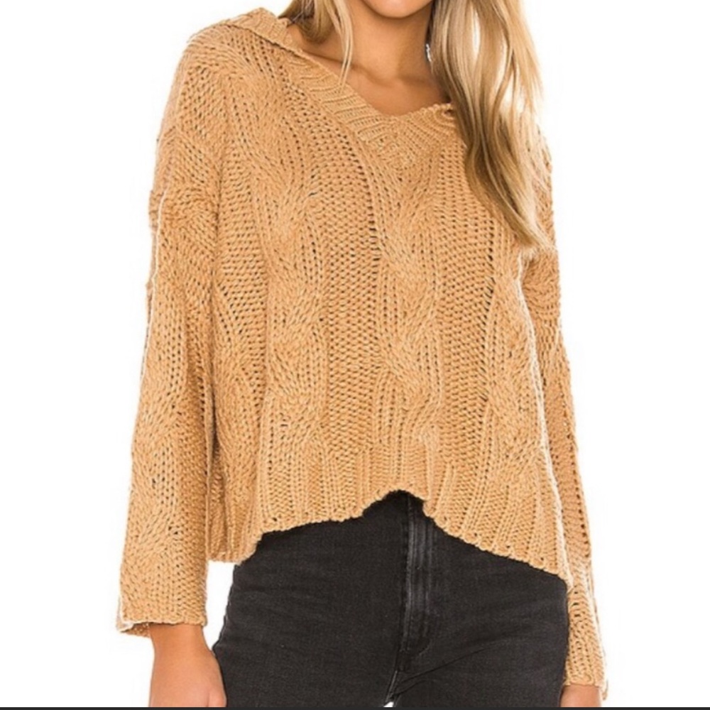 TULAROSA | Women’s Size Large Brown Chunky Cable Knit Sweater Hoodie